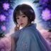 动画编辑星野茉莉的头像，扎马尾的年轻女性，背景是动画海报墙，acg动画资深追番爱好者形象